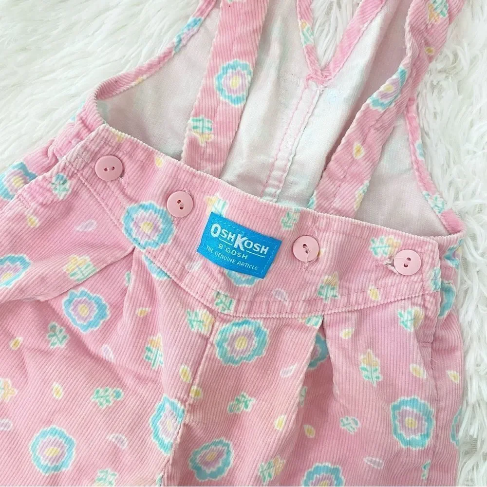 OshKosh | Vintage Floral Bubble Corduroy Overalls